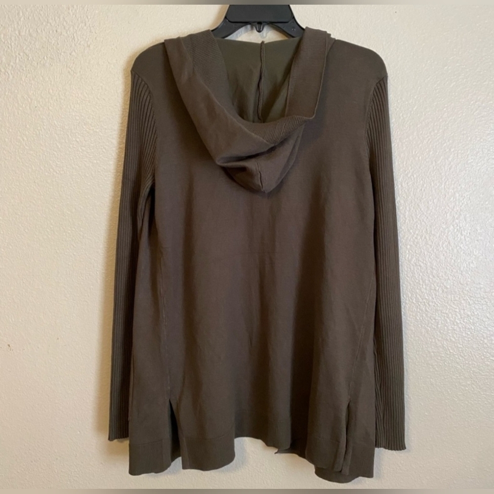 NWOT | Lety & Me | Adelie Hooded Rib Sleeve Cardigan | Medium | Olive Green - Picture 5 of 11